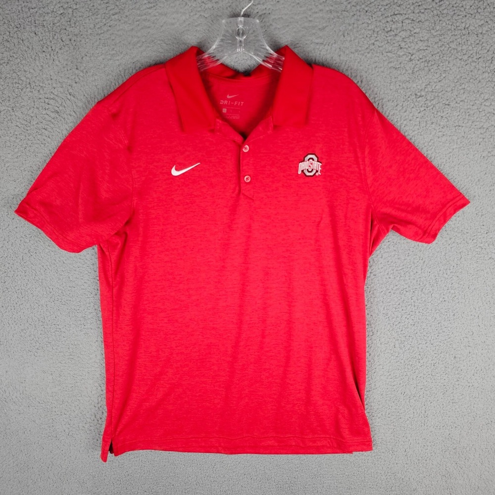Nike Dri-Fit Ohio State Buckeyes Football Polo Golf Shirt Men's Large Red
